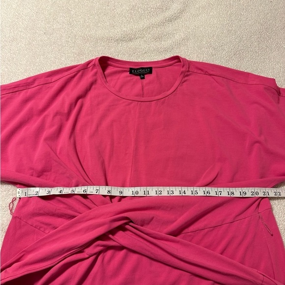 Eloquii Pink Cross Front Wrap Flutter Sleeve Dress - Picture 7 of 12